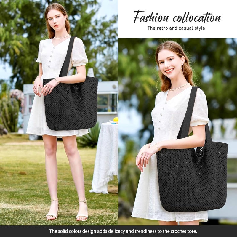 Hatisan Crochet Bags for Women - Summer Beach Tote, Aesthetic Hippie Knit Bag - Image 2